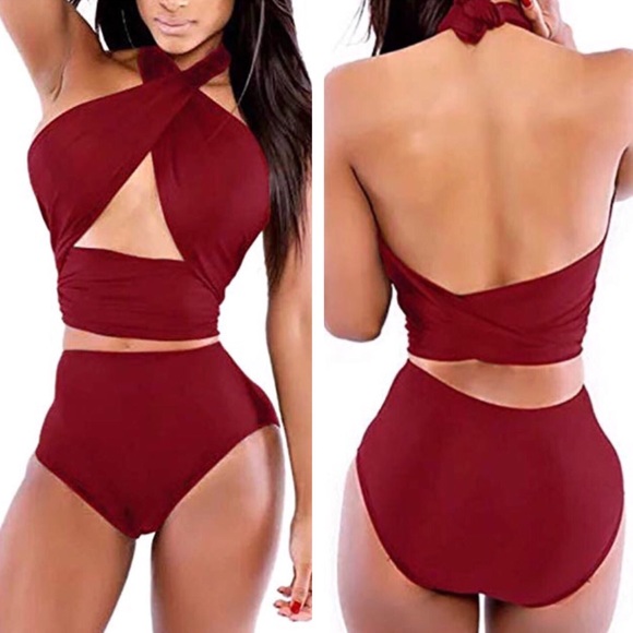 Black High Waist Black Bandage Wrap Bikini - Picture 3 of 8